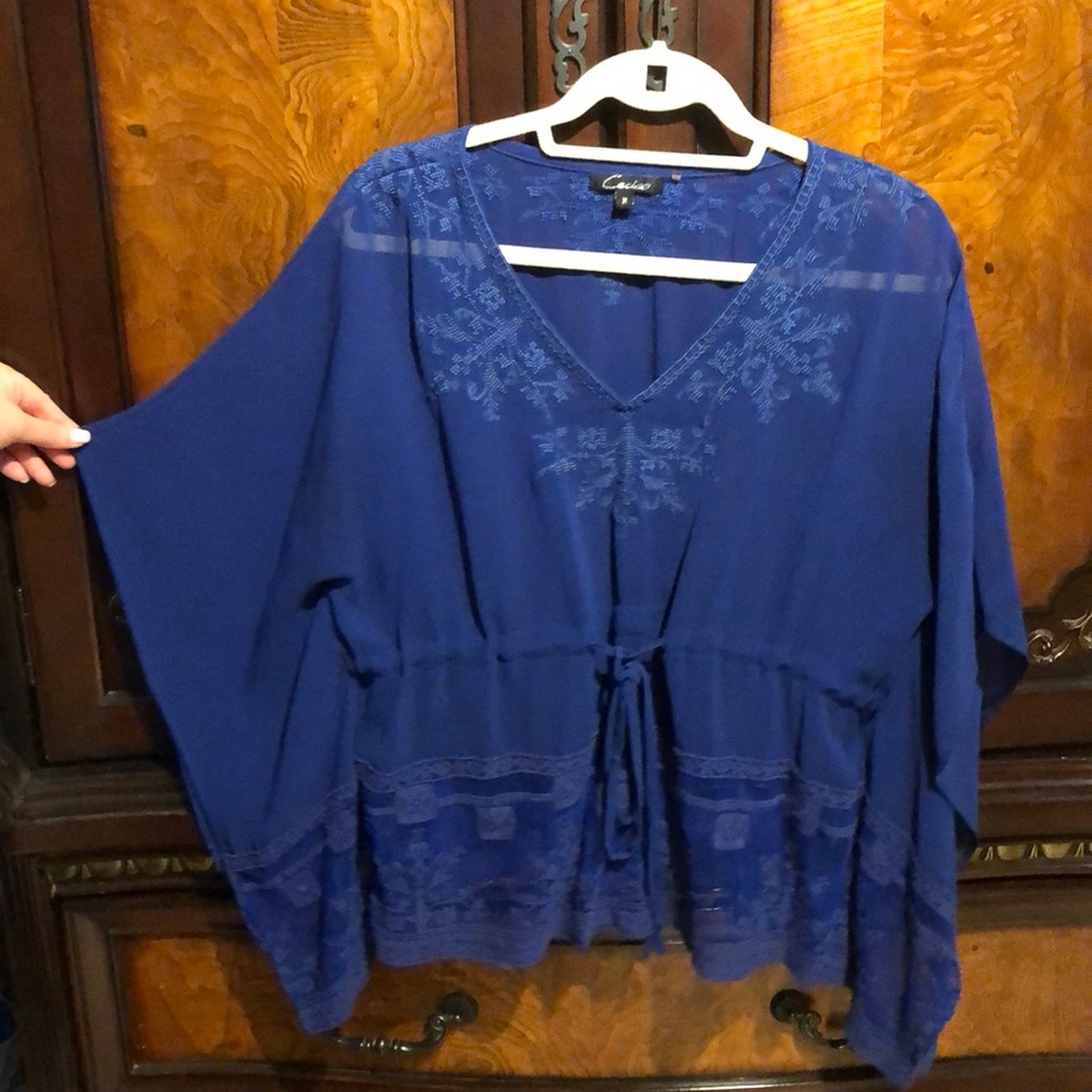 Cecico poncho blue blouse size M